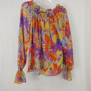 Show Me Your Mumu Aztec Off The Shoulder Shear Women's Nwt Purple Yellow Size Sm